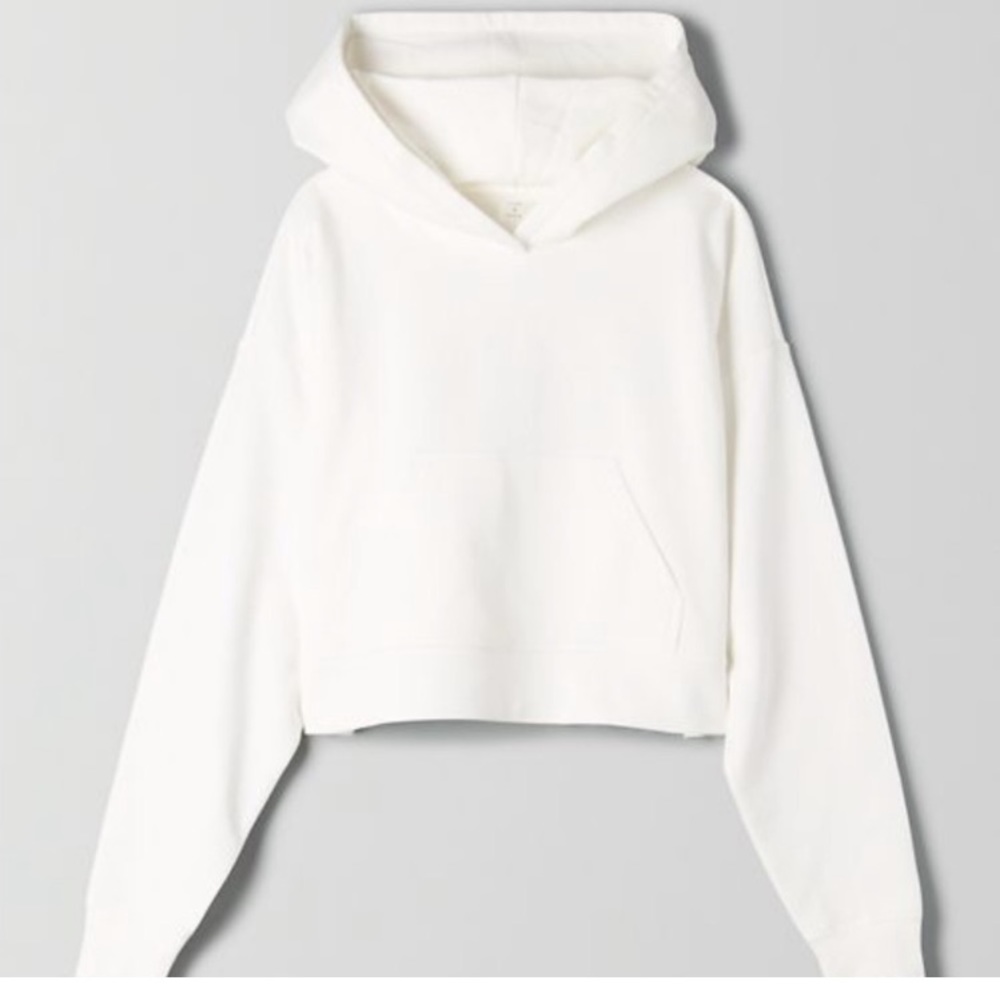 Aritzia TNA cozy fleece boyfriend shrunken hoodie - size US XS - White colour